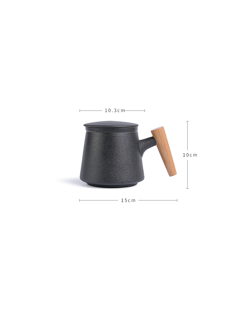 Wooden Handle Ceramic Tea Cup With Lid Filter Tea Cup Tea Water Separation Cup Flower Tea Cup Office Cup - Image 4